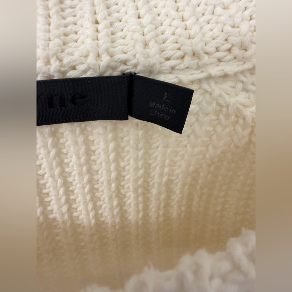 Jenni Kayne Fisherman Crewneck Cotton Sweater Ivory Size Large - Picture 7 of 11